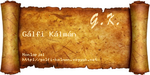 Gálfi Kálmán névjegykártya